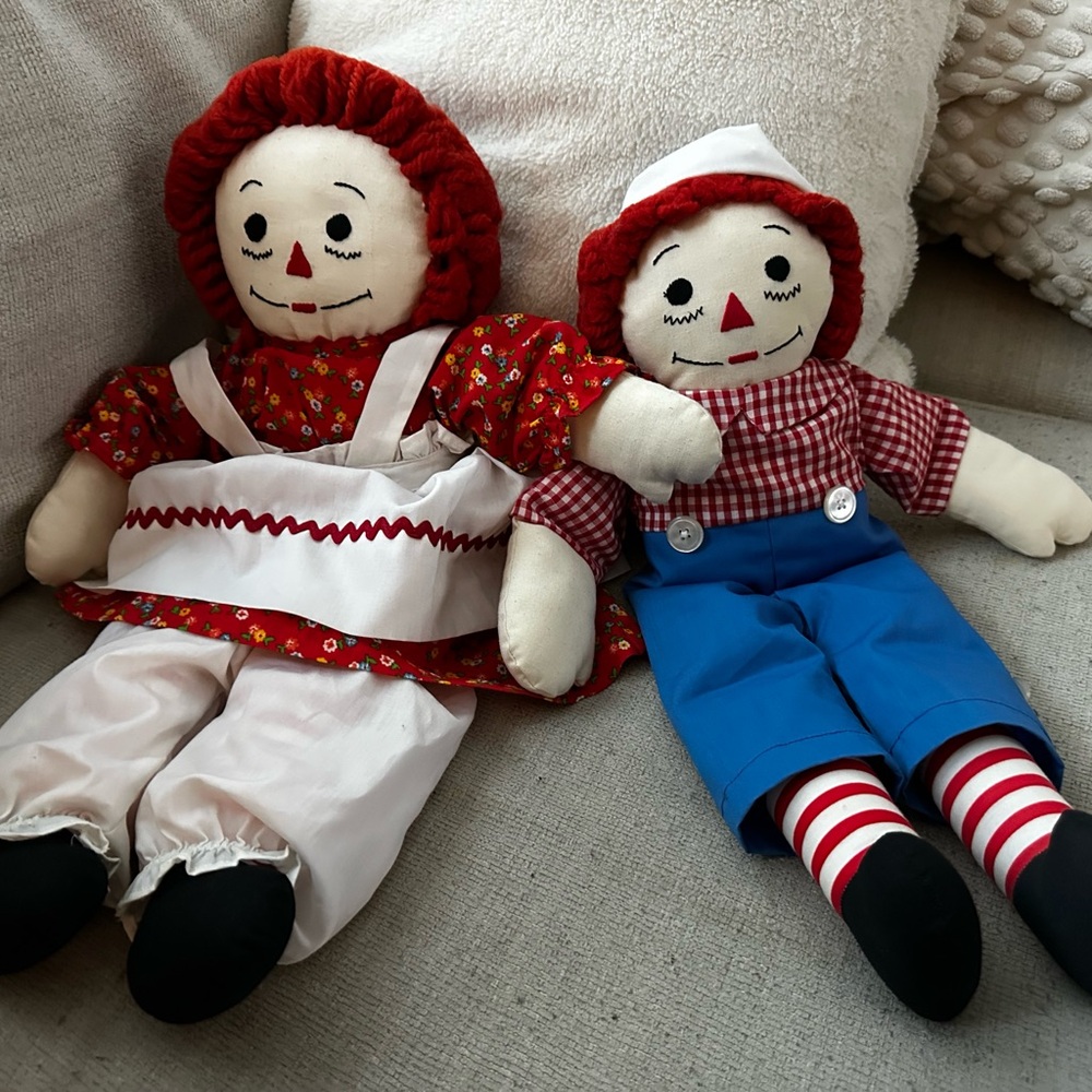 Raggedy Ann & Andy Doll Set - Red Hair, Red, White & Blue Outfit